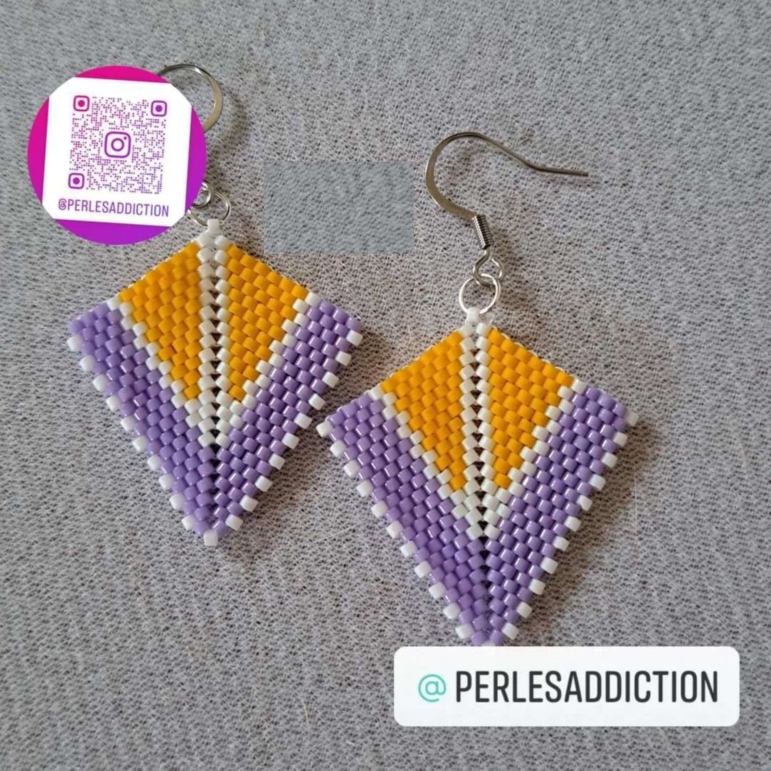 boucles d'oreilles triangle jaune et violet