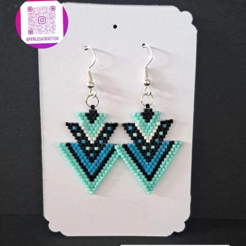 boucles d'oreilles 3 triangle bleu