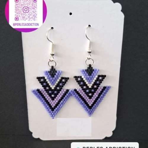 boucles d'oreilles 3 triangle violet 