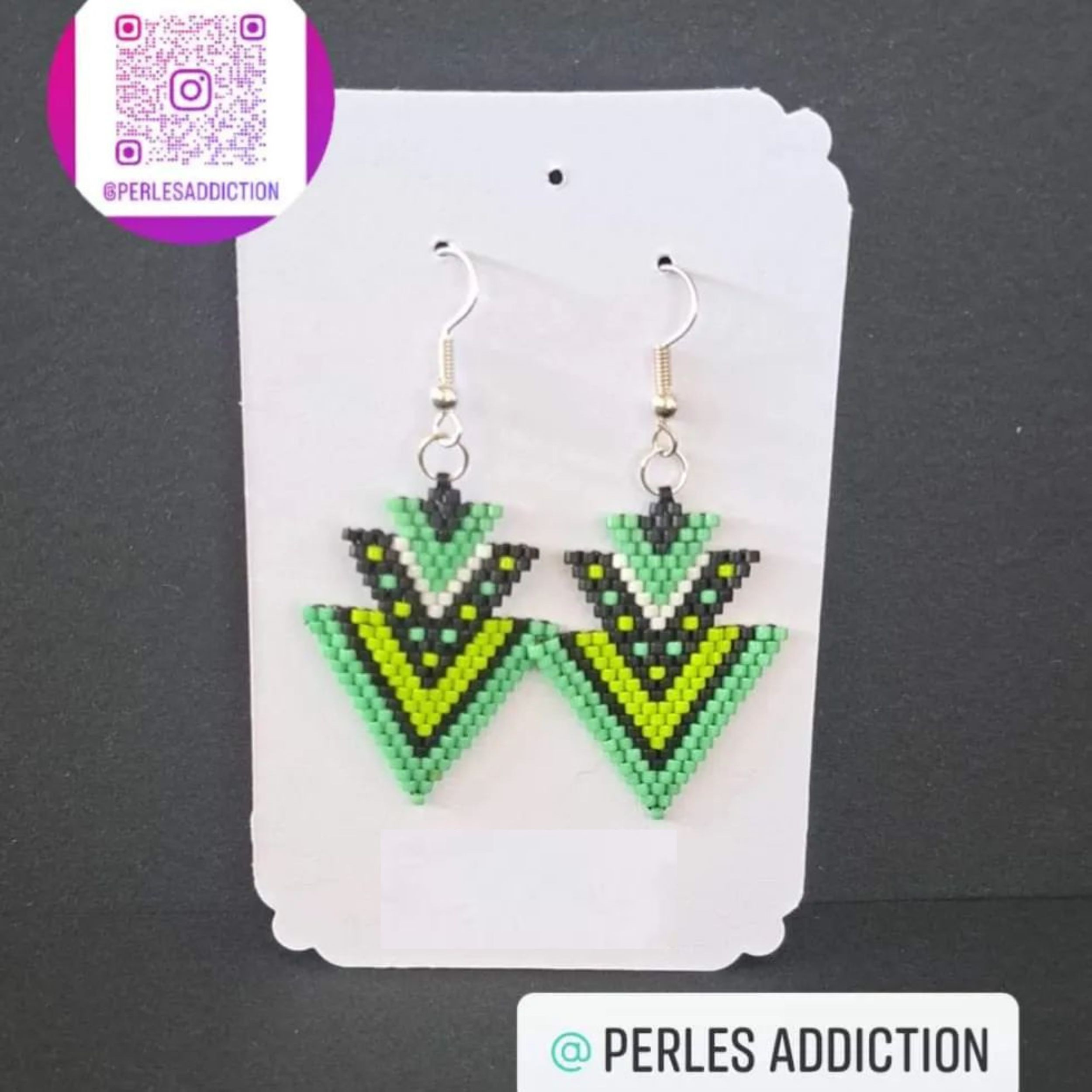 boucles d'oreilles 3 triangle vert 