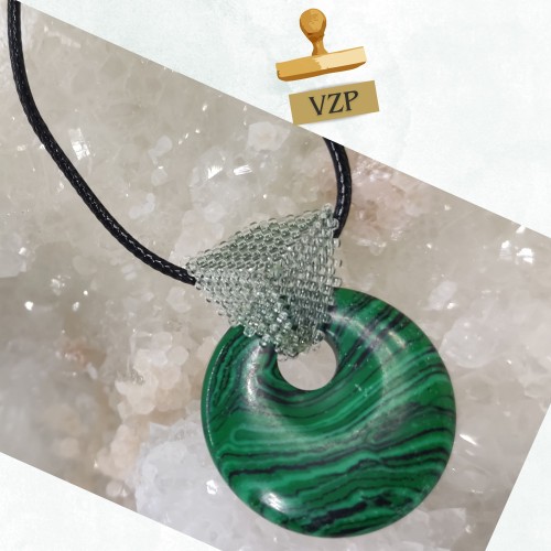 collier donut malachite et perle miyuki