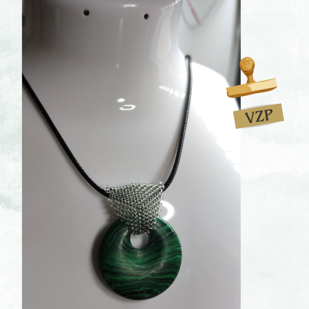 collier donut malachite et perle miyuki