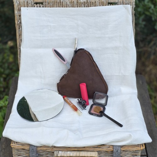 Trousse à maquillage en cuir, non doublée