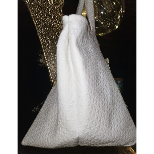 Sac à main grande taille coton blanc et beige personnalisable