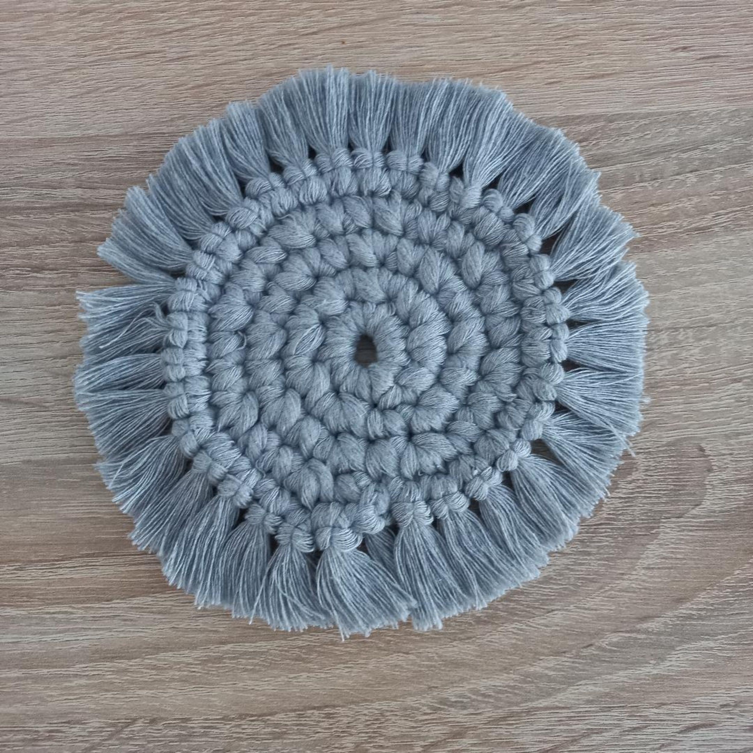 sous tasse, sous verre macramé gris