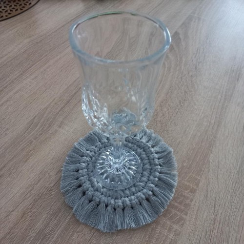 sous tasse, sous verre macramé gris