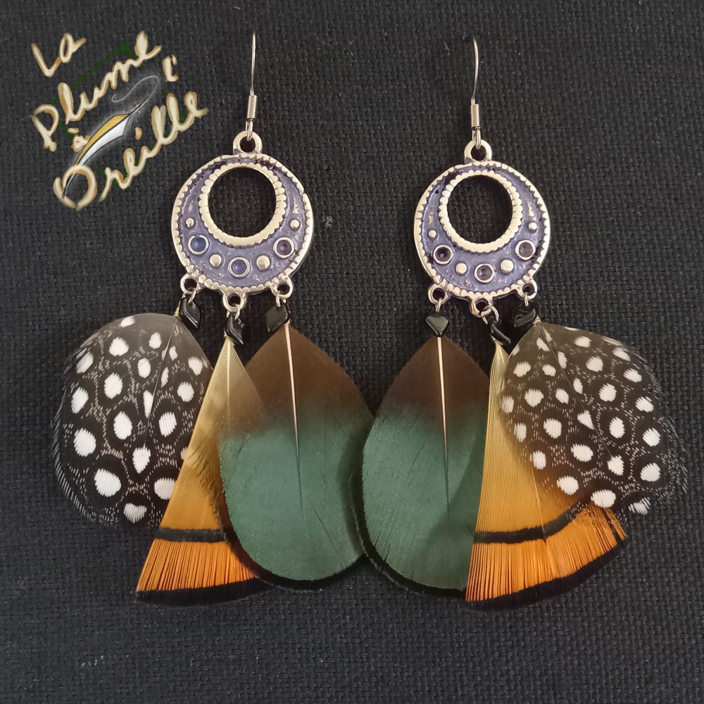 Boucles d'Oreilles trio de plume 