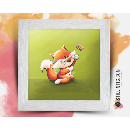 Cadre Illustration Petit renard 25x25cm